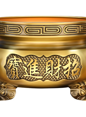 黄铜香炉供奉套装财神香烛台佛具