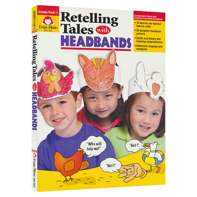 Retelling Tales with Headbands 复述故事手工活动册艺术涵养英文口语手工发带制作美国加州教辅 Evan-Moor出版英文原版进口图书