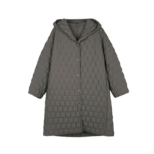 LESS冬季白鸭绒外套女轻薄款休闲宽松连帽长款羽绒服2N0C20750