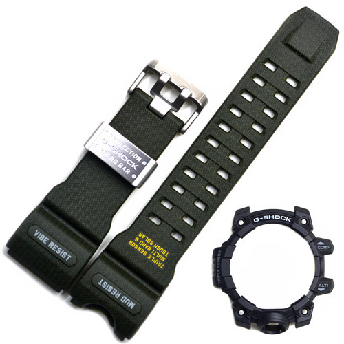 原装卡西欧手表带GWG-1000-1A3军绿色树脂手表带表壳套装手表配件