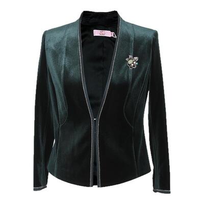 简爱诺春季新品墨绿色金丝绒简约时尚商务气质外套女J2010172WT