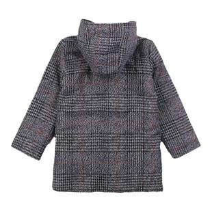 男童加绒加厚毛呢外套2025新款单排扣冬装呢大衣气质格子保暖上衣