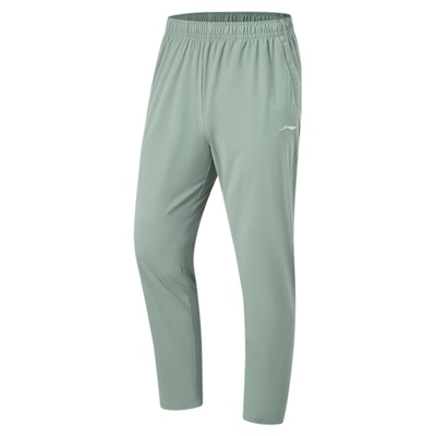 李宁卫裤夏季男跑训系列舒适透气简约常规针织运动裤AKYU413-B品