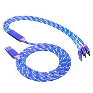 三合一快充数据线发光type c充电线七彩流光适用苹果华为小米安卓手机快充线vivo三头typc车载充电器线跑马灯