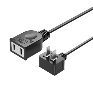 酒店转换直角插头10A两孔电视机柜靠墙电风扇电源延长线缝隙插座