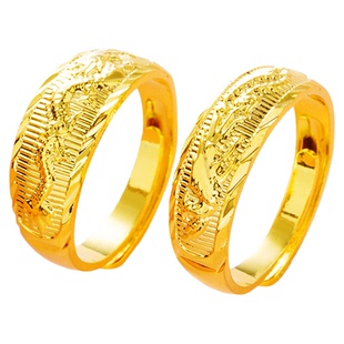 越南沙金龙凤戒指男女款仿真黄金色龙凤呈祥情侣对戒结婚订婚戒指