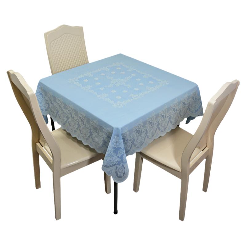 PVC防水防油免洗餐桌布正方形家用小清新蓝色简约塑料台布茶几布