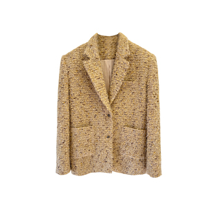 Layers  藤黄编织粗花呢 宽肩廓形西装外套