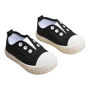 春款低帮休闲现货男女童扣眼帆布鞋韩版软底一脚蹬儿童小布鞋