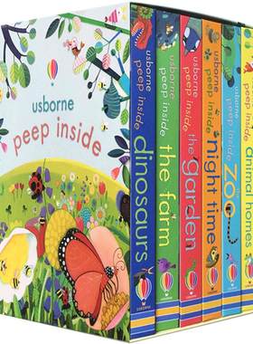 英文原版尤斯伯恩Usborne Peep Inside偷偷看里面揭秘系列恐龙动物园花园农场夜晚启蒙认知立体机关翻翻纸板洞洞书科普绘本