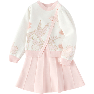 巴拉巴拉女童拜年服套装宝宝裙子两件套秋冬季款童装儿童国风红色