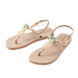 水钻凉鞋女款2024新款罗马凉鞋夹脚沙滩平底人字时装凉鞋女裸色