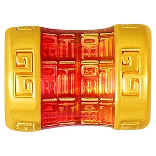 百泰首饰福字珐琅转运珠足金手链配件金吊坠珠子金红绳黄金串珠女