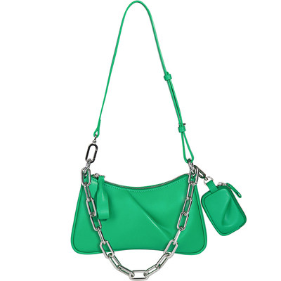 MYTASTE真皮轻奢斜挎褶皱链条包