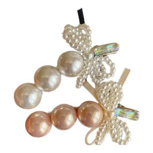 珍珠蝴蝶结水钻发夹边夹侧边女前额碎发刘海夹一字夹子发卡头饰