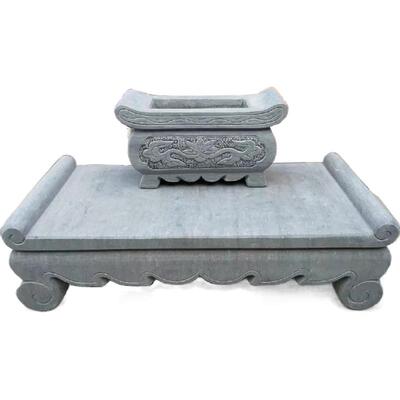 青石墓地前供桌案石头祭祀贡品供台祭台墓前坟前大汉白玉花岗岩石