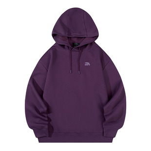 安踏青少年连帽卫衣男款2026春季新款宽松长袖美式流行紫色帽衫男