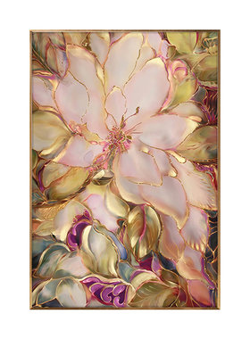 金色花卉入户玄关轻奢高档简约画
