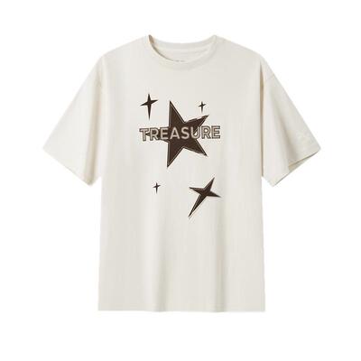 特步短袖T恤女士新款夏季女子圆领满印短T运动上衣976328010205