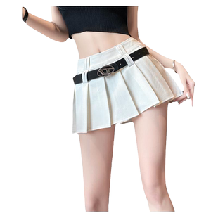 黑色高腰百褶半身裙女秋季芭蕾风辣妹半裙小个子a字显瘦性感裙子