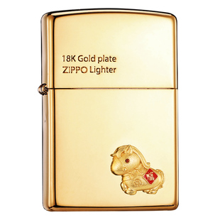 zippo正品打火机福运金马18K镀金官方旗舰店煤油送男朋友新年礼物