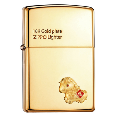 zippo正品打火机福运金马