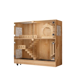 贝宠优品兔笼龙猫狐獴荷兰猪小宠实木防飞毛大号笼子别墅可定制