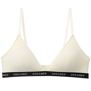 字母文胸薄款小胸聚拢内衣女无钢圈性感运动法式可拆卸三角杯