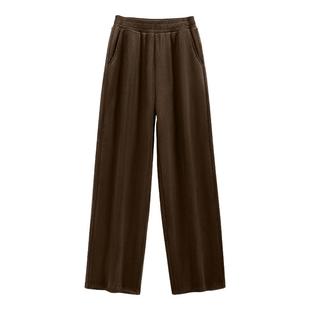 班尼路S&K系列复合灯芯绒直筒裤女2025秋冬新款加绒加厚咖色长裤Q