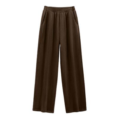 班尼路S&K系列复合灯芯绒直筒裤女2025秋冬新款加绒加厚咖色长裤Q