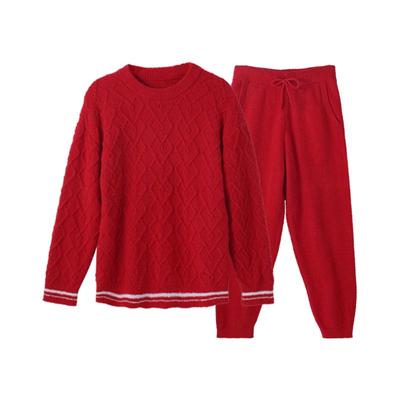 高级感红色春秋冬季珊瑚绒家居服