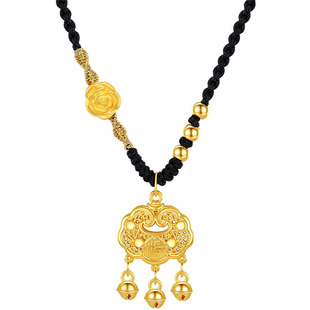 中国黄金足金平安锁成人金锁项链女长命锁小金锁生日礼物送女友