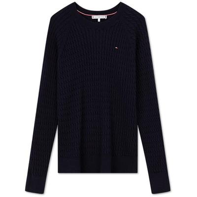Tommy女装纯棉绞花宽松针织毛衣