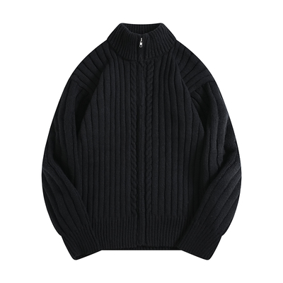 BOYUE帛跃纯色轻奢立领开衫毛衣