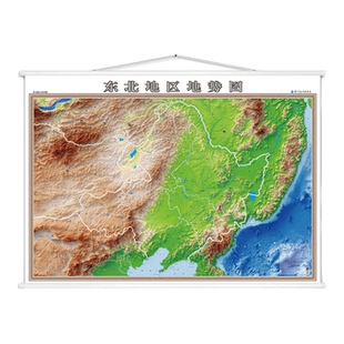 2024版 东北地区政区图东北地区地势图 1.4*1米  双面挂图 东北地图政区划分详细地名地势地脉办公室会议室等多场景适用装饰挂画