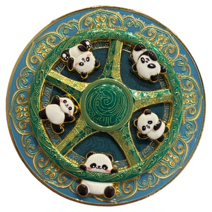 三星堆太阳轮金属冰箱贴可旋转熊猫联名冰箱贴三星堆博物馆纪念品