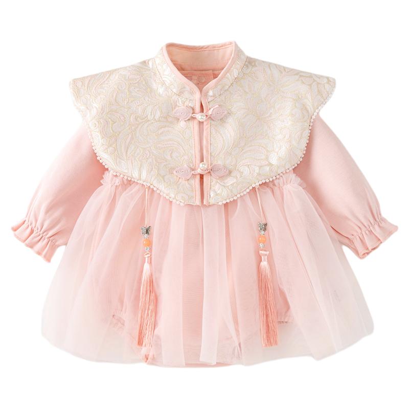 班喜迪婴儿衣服秋装婴幼儿连体衣女宝宝包屁衣新中式包屁裙春秋季