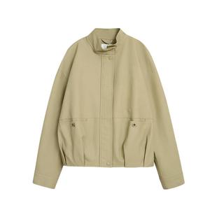 紫涵绿色立领pu皮衣女2026春季新款气质高级感休闲宽松皮夹克外套