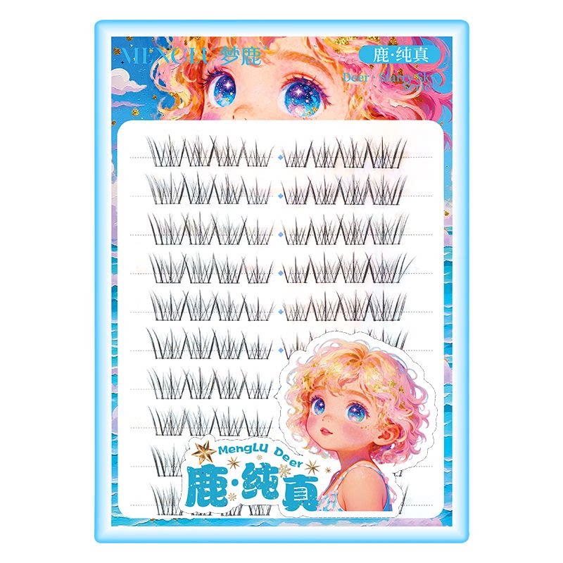 梦鹿桃桃乐黑色清透嫁接感假睫毛
