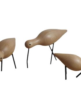 榉木实木摆件北欧创意水鸟木偶