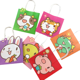 幼儿园开学可爱卡通礼品袋伴手礼袋手提袋生肖生日满月回礼包装袋