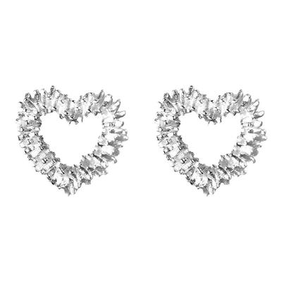 晚舟足银999镂空爱心耳钉女