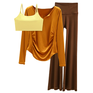 普拉提高级感训练服女宽松遮肚子速干长袖罩衫健身房瑜伽运动套装