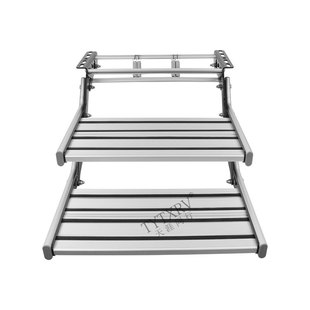 房车折叠踏步拖挂车上车迎宾铝合金手动收缩单层双层脚踏电动踏板