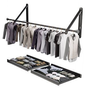 2025新款阳台多功能隐形折叠晾衣架墙面可隐藏伸缩杆凉衣架免打孔