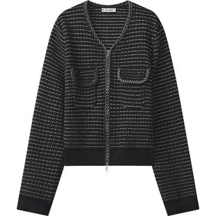 播商场同款拉链小香风针织开衫女24秋法式毛衣外套BDR3UD3086