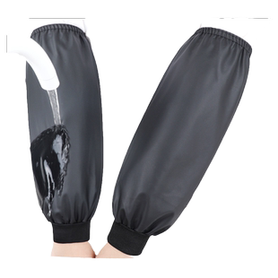 加长罗口防水防油皮袖套男工作劳保耐磨加厚PU皮革套袖女厨房护袖