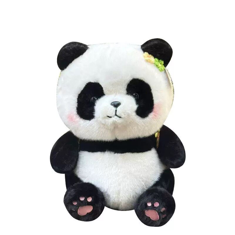 网红花花牛油苹果熊猫公仔成都动物园基地纪念品毛绒儿童六一礼物