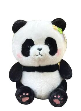网红花花牛油苹果熊猫公仔成都动物园基地纪念品毛绒儿童六一礼物