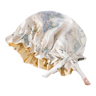 护发不勒可调节6A级加厚双层质感桑蚕丝真丝睡帽/月子帽/油烟帽